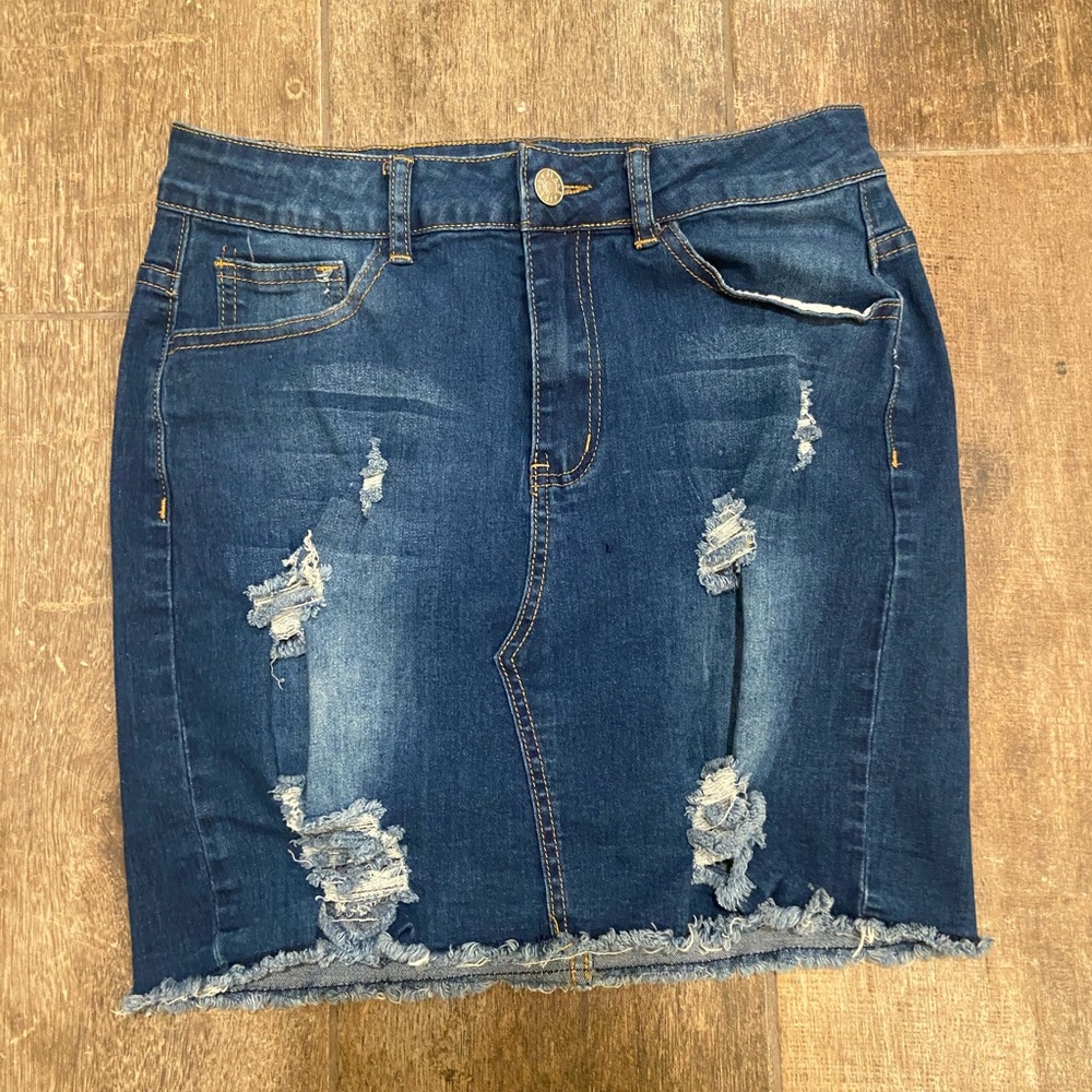 Shein ripped denim skirt